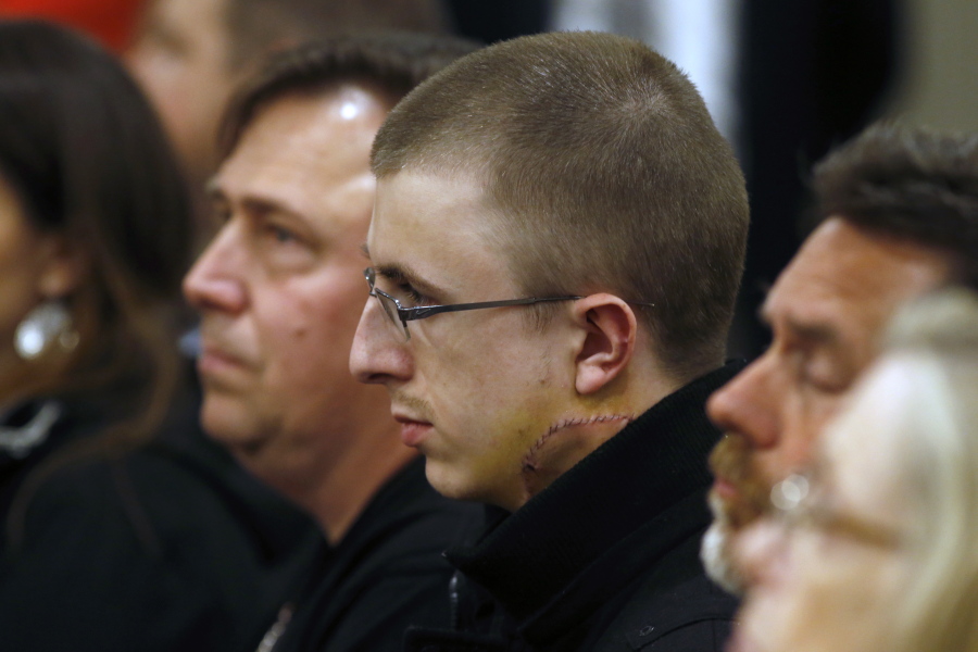 Micah Fletcher attends Jeremy Christian’s arraignment Tuesday in Portland.