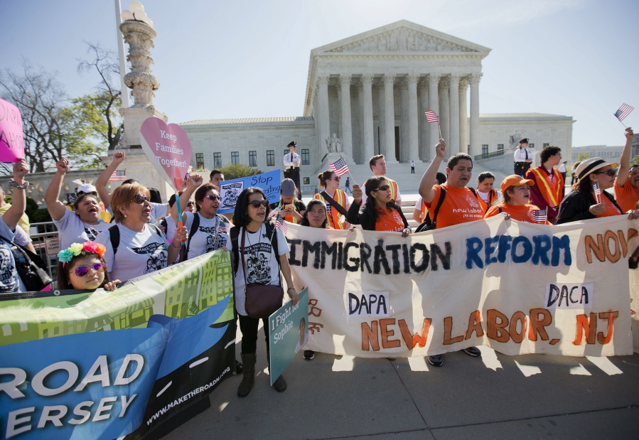 Associated Press files
Supporters of fair immigration reform gather in front of the Supreme Court in Washington in 2016.