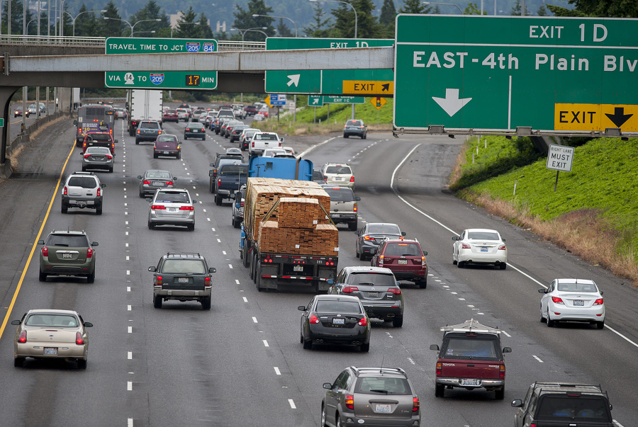 Commuters travel south on Interstate 5 toward Portland on a recent  morning.
