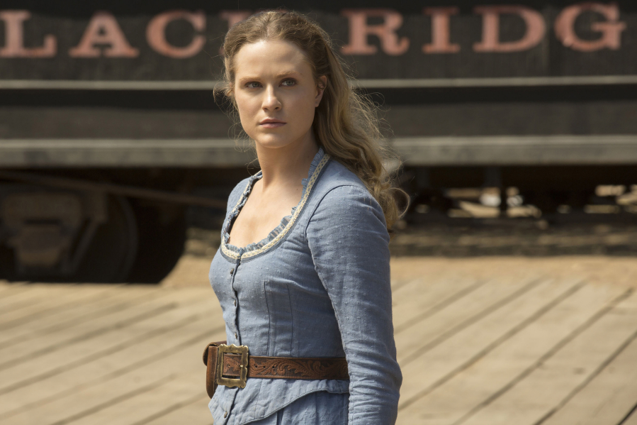 Evan Rachel Wood as Dolores Abernathy in a scene from the television series “Westworld.” (John P.