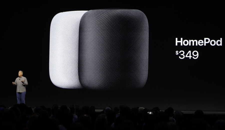 Phil Schiller, Apple's Senior Vice President of Worldwide Marketing, introduces the HomePod speaker and its pricing during an announcement of new products at the Apple Worldwide Developers Conference Monday, June 5, 2017, in San Jose , Calif.