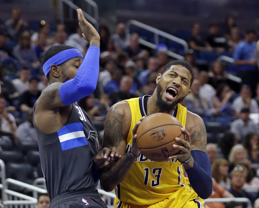 Indiana Pacers’ Paul George (13) is being traded to the Oklahoma City Thunder for Victor Oladipo and Domantas Sabonis in a stunning deal that gives MVP Russell Westbrook a new running mate.