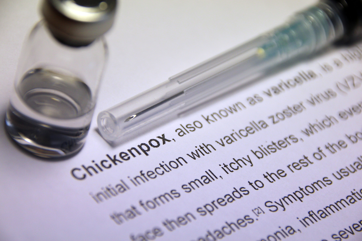 Chickenpox is an infectious disease causing a mild fever and a rash of itchy inflamed blisters.