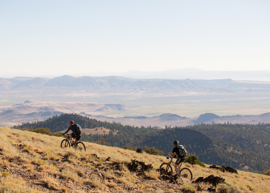 The 670-mile Oregon Timber Trail crosses the state north to south. It avoids wilderness areas and trails on which mountain bikes are not allowed.