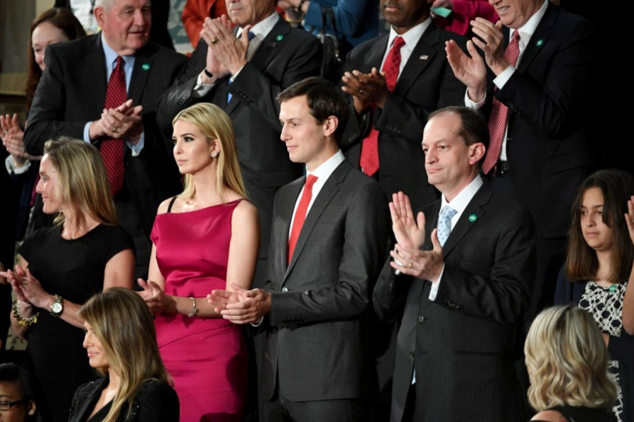 Ivanka Trump baring her shoulders at President Donald Trump’s first address before a joint session of Congress in February.