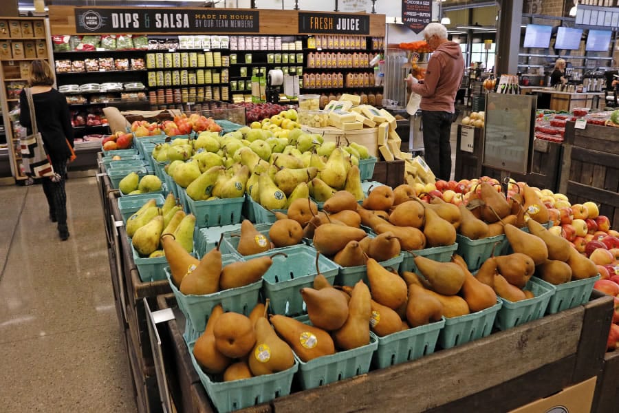 Fresh fruit is displayed May 3 in a Whole Foods Market in Upper Saint Clair, Pa. A Democratic congressman is calling for hearings to examine Amazon’s $14 billion purchase of Whole Foods. Gene J.