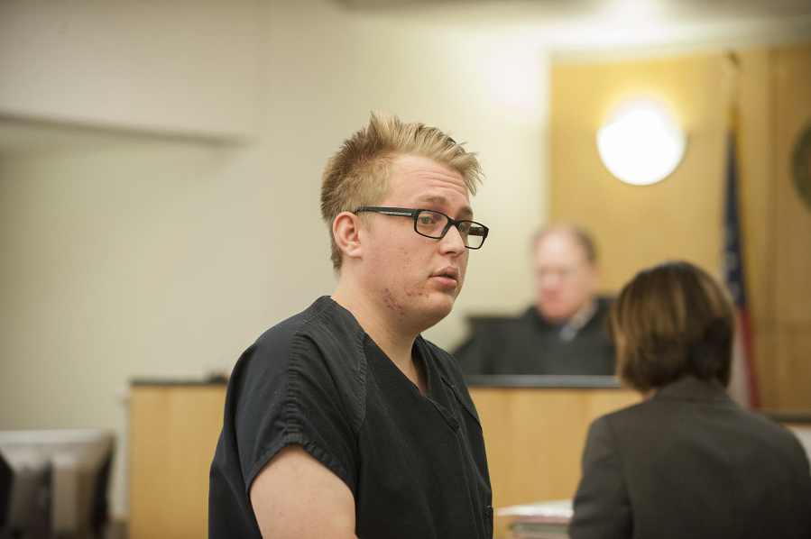 Zachary Akers of Camas makes an appearance Jan. 6, 2016, in Clark County Superior Court. Akers was appearing for allegedly communicating with a minor for immoral purposes. Akers, 21, pleaded guilty Thursday to additional charges of abusing and blackmailing teen girls.