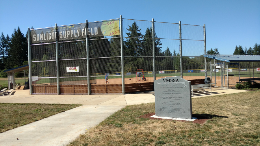Sunlight Supply Field at Pacific Community Park in east Vancouver had its formal opening on Saturday June 17, 2017. It was constructed for and by the Vancouver Metro Senior Softball Association senior league.