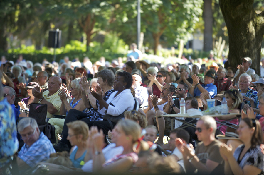 A crowd is treated to a free concert in Esther Short Park by the Vancouver Symphony Orchestra in 2013.