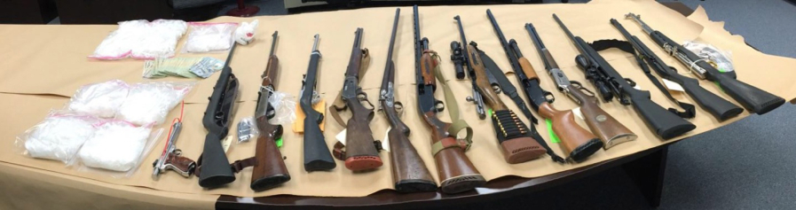 Investigators recovered these firearms, cash and drugs.