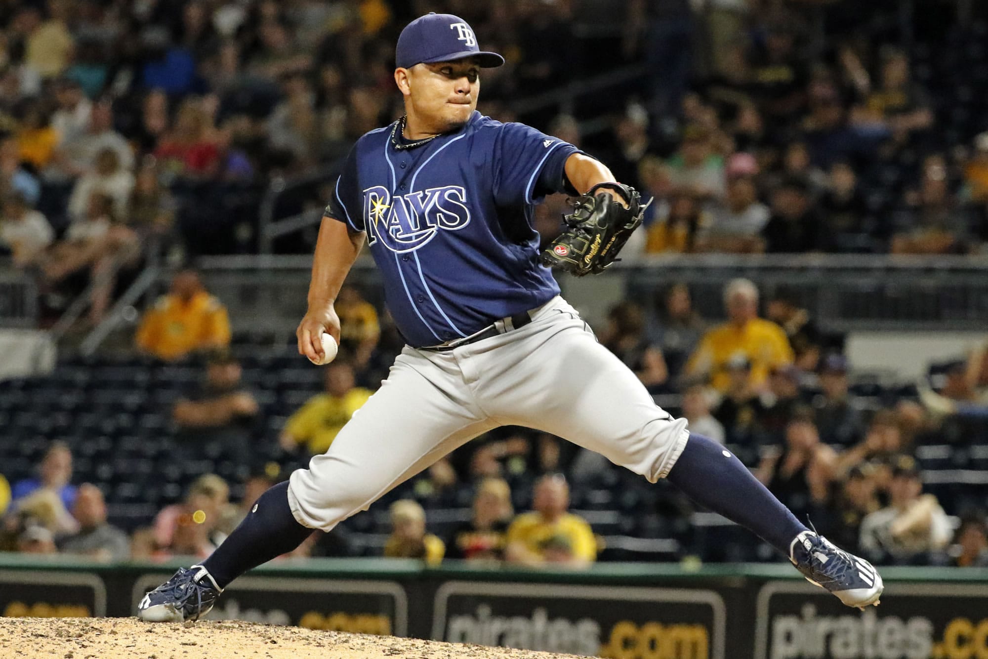 Tampa Bay Rays relief pitcher Erasmo Ramirez was traded to the Seattle Mariners, July 28, 2017, for reliever Steve Cishek. (AP Photo/Gene J.