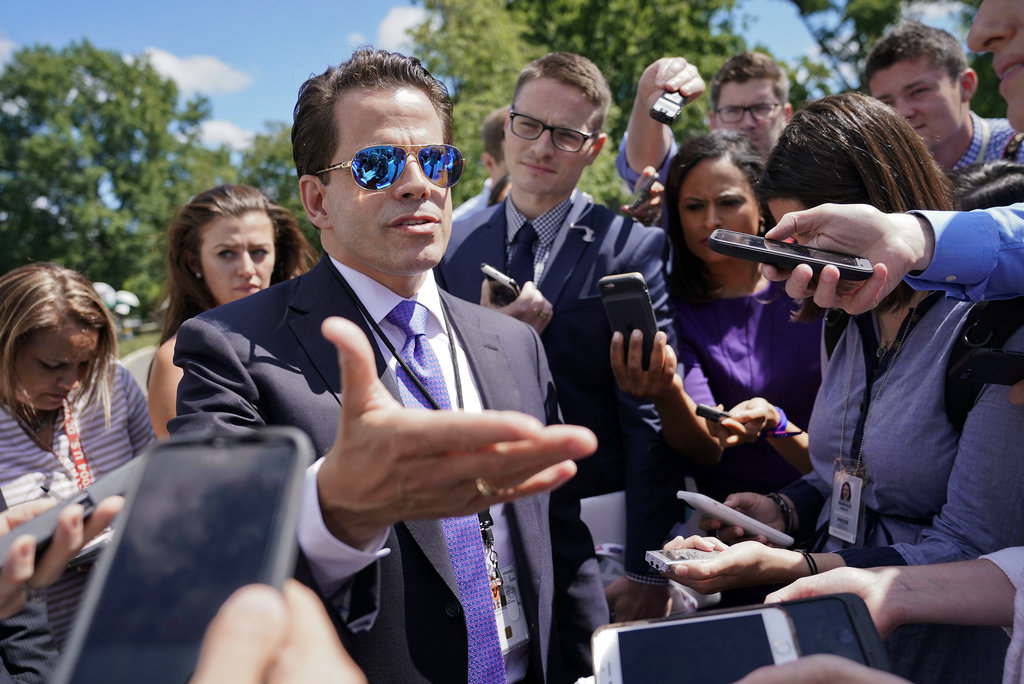 White House communications director Anthony Scaramucci speaks to members of the media at the White House in Washington, Tuesday, July 25, 2017.