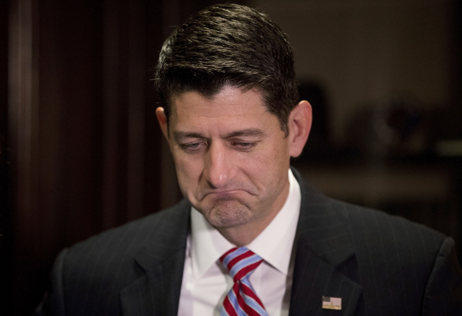 House Speaker Paul Ryan of Wis. pauses during a news conference at the Republican National Committee Headquarters on Capitol Hill in Washington, Tuesday. Ryan said he would like to see the Senate “move on something” after the collapse of GOP plan to repeal and replace the health care law.