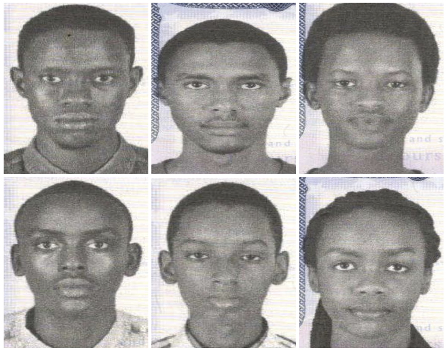 This combination of photos provided by the Washington Metropolitan Police Department shows six Burundi teenagers who were reported missing on July 19, 2017, after participating in an international robotics competition in Washington. The two girls and four boys ranging in age from 16 to 18 are, from top left, Richard Irakoze, Kevin Sabumukiza, Nice Munezero, and from bottom left, Aristide Irambona, Don Ingabire, and Audrey Mwamikazi.