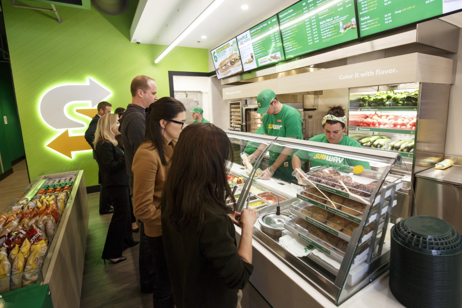 The interior of a remodeled Subway store in Knoxville, Tenn. Subway is looking to update the look of its stores as the chain’s U.S. sales have been declining.