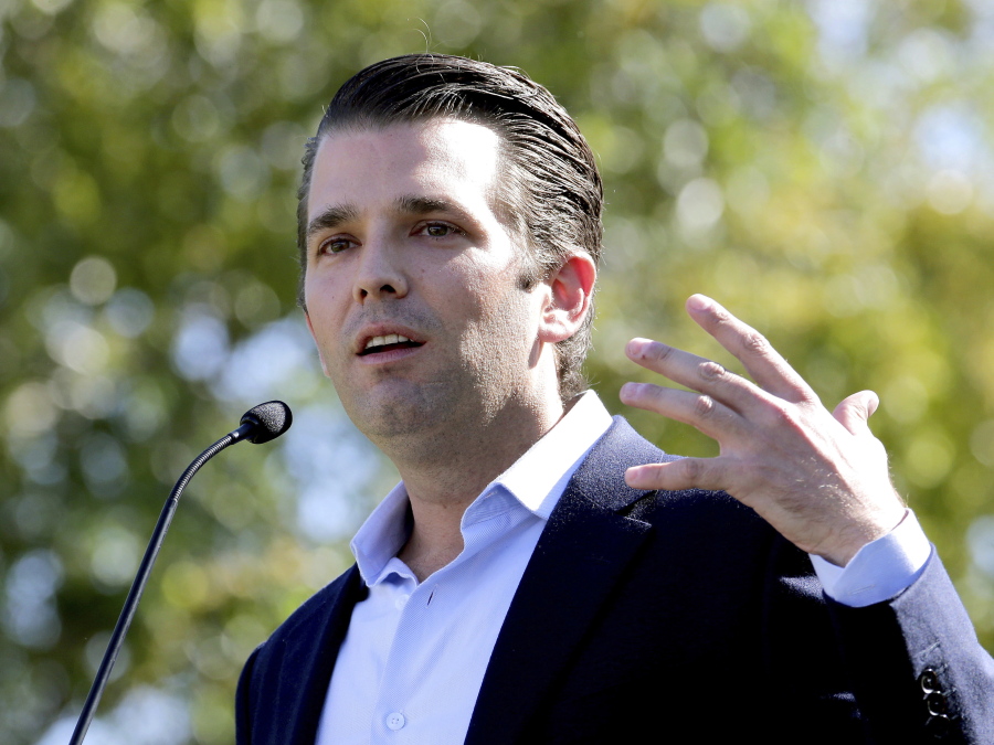 Donald Trump Jr. campaigns for his father Republican presidential candidate Donald Trump in Gilbert, Ariz.