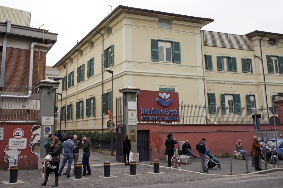 A view of the Vatican-run Bambin Gesu’ pediatric hospital, in Rome. On Thursday, July 13, 2017 Vatican prosecutors indicted the former president and ex-treasurer of the Vatican-run children’s hospital for allegedly diverting money from the hospital’s foundation to pay for renovations on a top cardinal’s apartment.