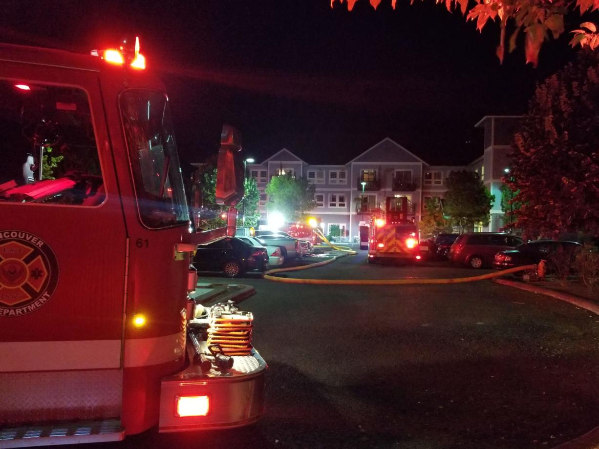 Twelve people in four families were displaced after a fire late Wednesday night led to water damage at the Aurora Apartments in Vancouver.