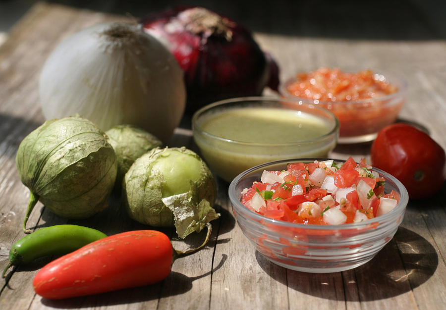 Homemade salsas are easy to make and use fresh in-season ingredients. Pictured, from front, are Pico de Gallo, Salsa Verde, and Olivia’s Salsa. Hillary Levin/St.