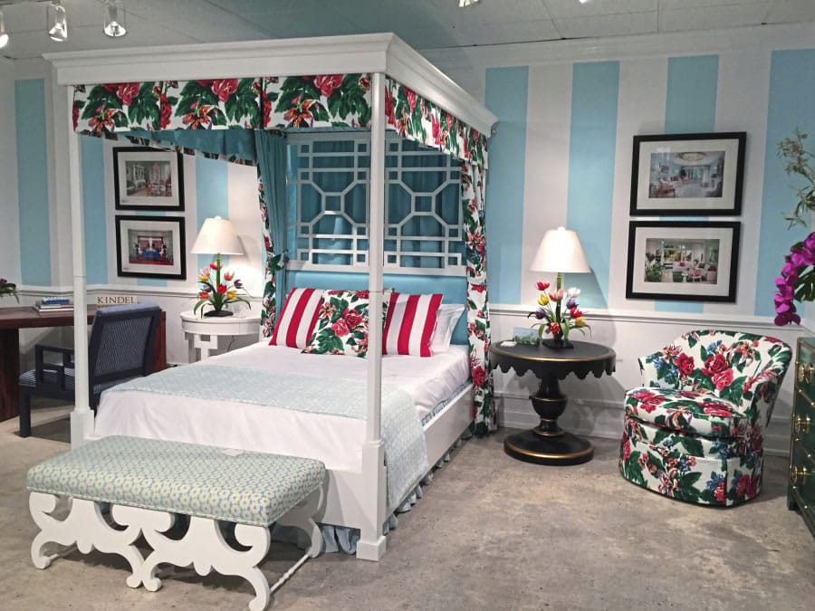 The Tuxedo Park bed for the Dorothy Draper Collection is a copy of the famous designer’s own bed.