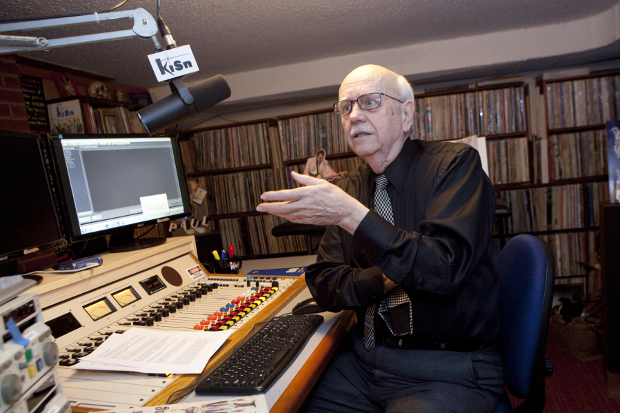 Roger Hart, longtime Vancouver resident, during a shift on KISN 95.1 radio. Contributed photo.