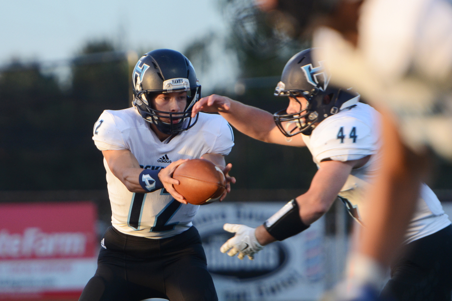 Hockinson quarterback Canon Racanelli, left, has many weapons among his receivers and a bolstered running game.