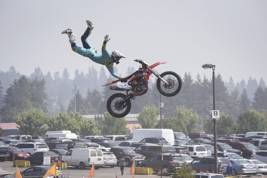 Recent X Games gold medalist Destin Cantrell of California was one of seven riders at the Clark County Fair’s motocross performance Wednesday afternoon.