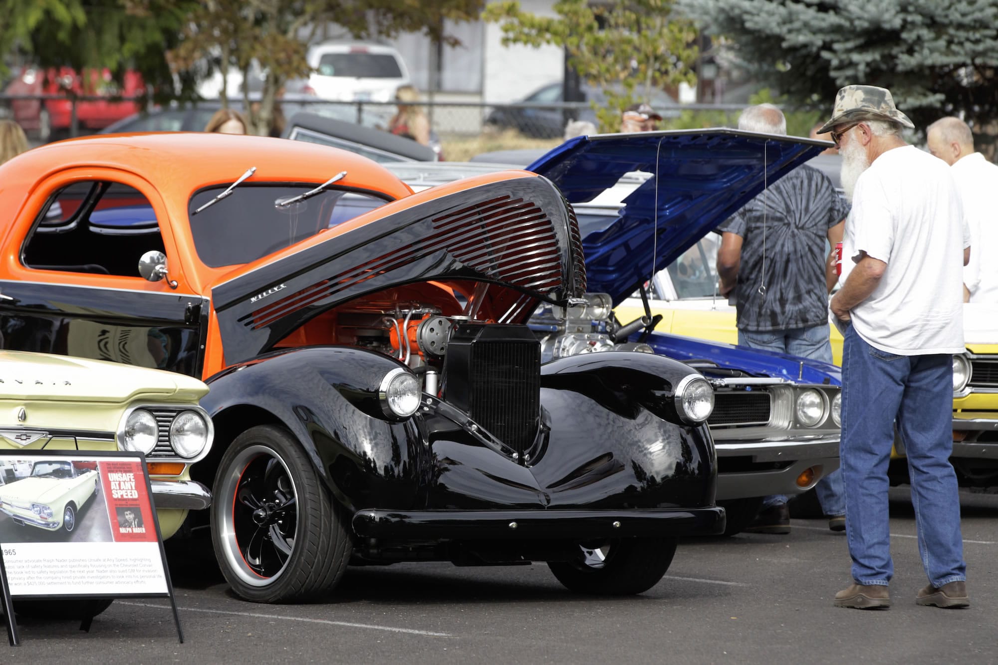 A 1938 Willy's Coupe owned by Ron Rowland on display at the First Evangelical Church Hot Rods and Hot Dogs event.