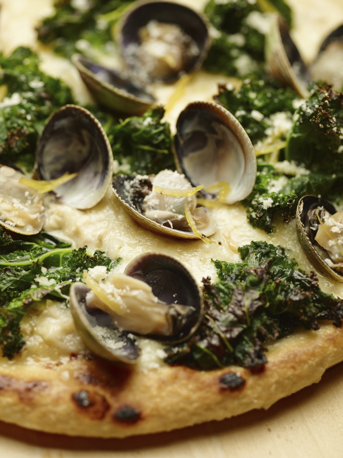 Grilled White Pizza With Cockles, Lemon and Kale Phil Mansfield/The Culinary Institute of America