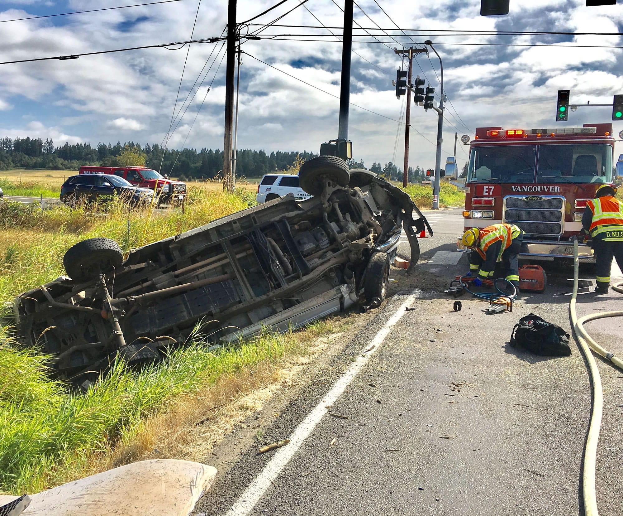 Two people were transported to area hospitals after a two-vehicle crash at Northeast 72nd Avenue and Northeast 199th Street Wednesday morning.