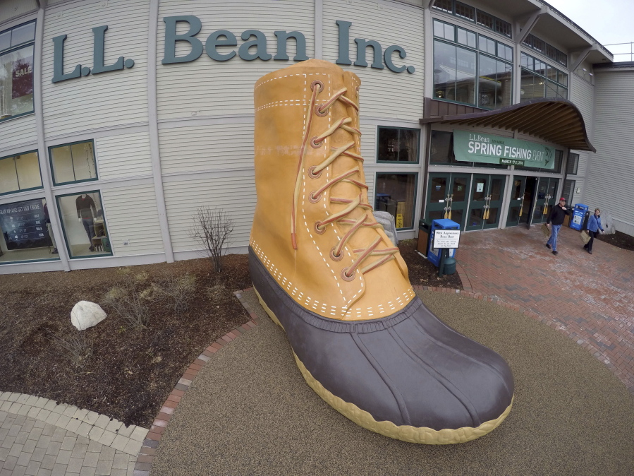 Shoppers exit the L.L. Bean retail store in Freeport, Maine.