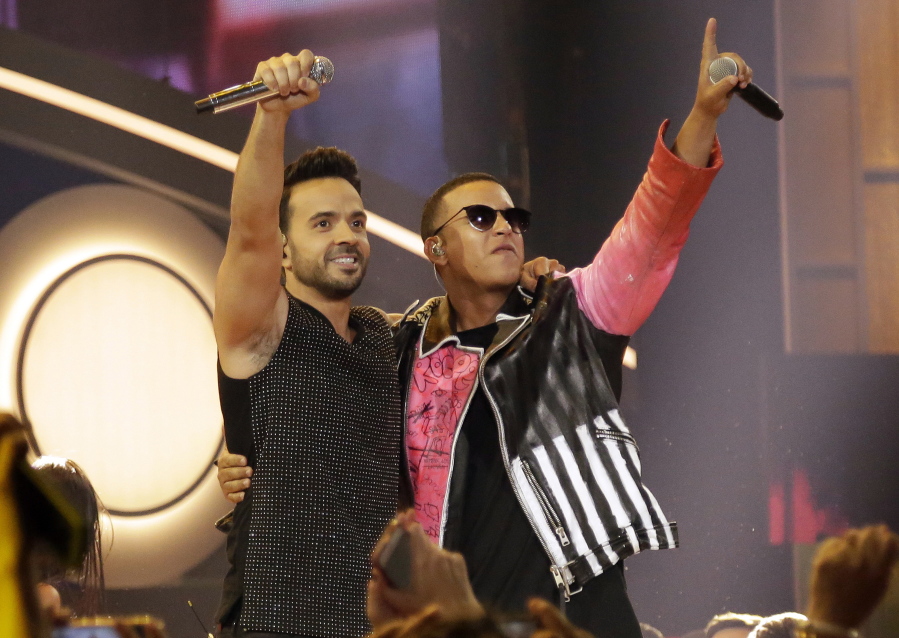 Singers Luis Fonsi, left, and Daddy Yankee during the Latin Billboard Awards in Coral Gables, Fla.