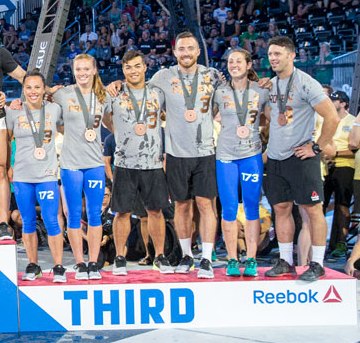CrossFit Fort Vancouver on the podium in third place at the CrossFit Games on Sunday, Aug. 6, 2017, at Madison, Wis.