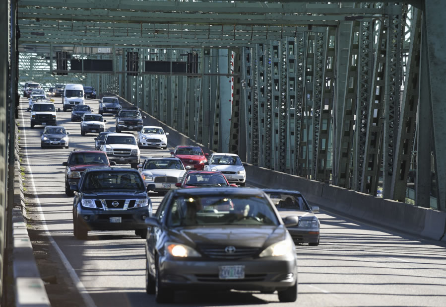 Drivers cross the Interstate 5 Bridge headed north toward Vancouver.