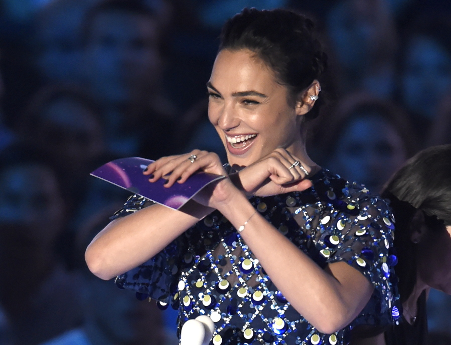 Gal Gadot presents the award for video of the year at the MTV Video Music Awards at The Forum on Aug. 27 in Inglewood, Calif.