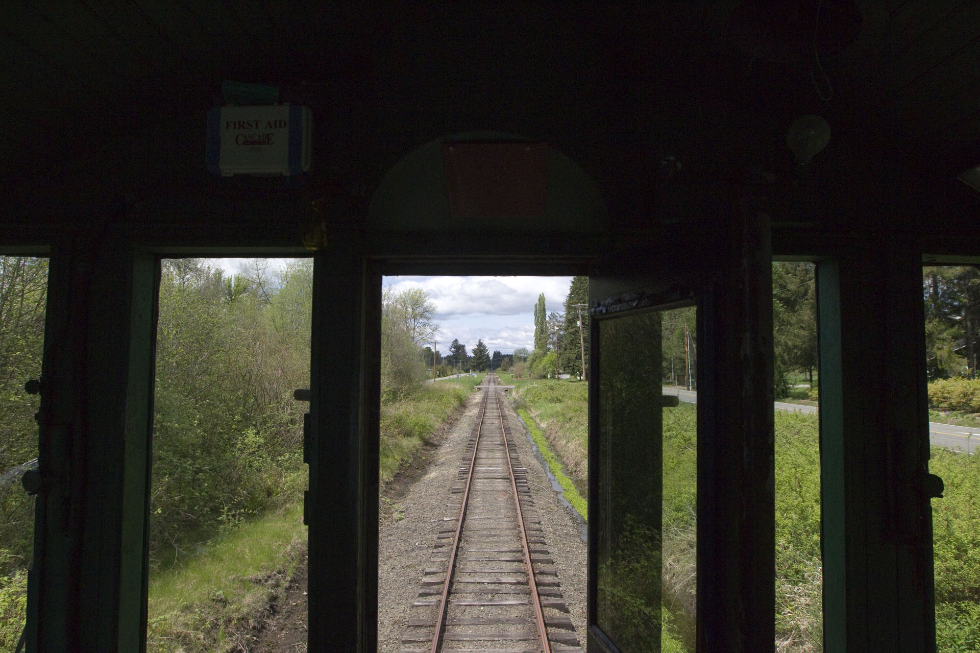 A view from the engine on the Chelatchie Prairie Railroad train in Yacolt in May 2014.