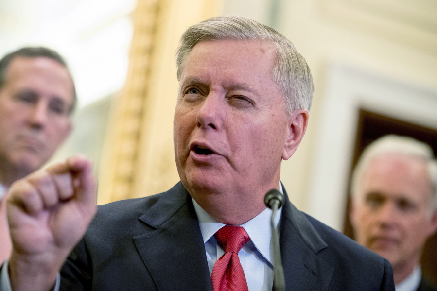 Sen. Lindsey Graham, R-S.C., speaks at a news conference on Capitol Hill in Washington, Wednesday, Sept. 13, 2017, to unveil legislation to reform health care.