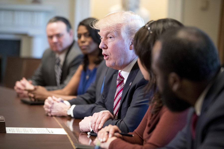 President Donald Trump meets with members of the Congressional Black Caucus in March.