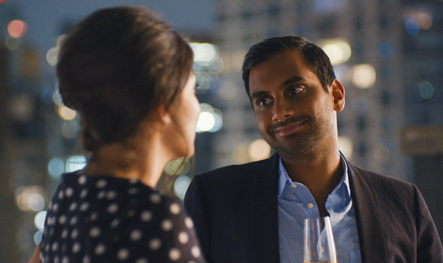 This image released by Netflix shows Aziz Ansari in a scene from, “Master of None.” Ansari is nominated for an Emmy Award for outstanding lead actor in a comedy series, the sole Asian-American acting nominee.