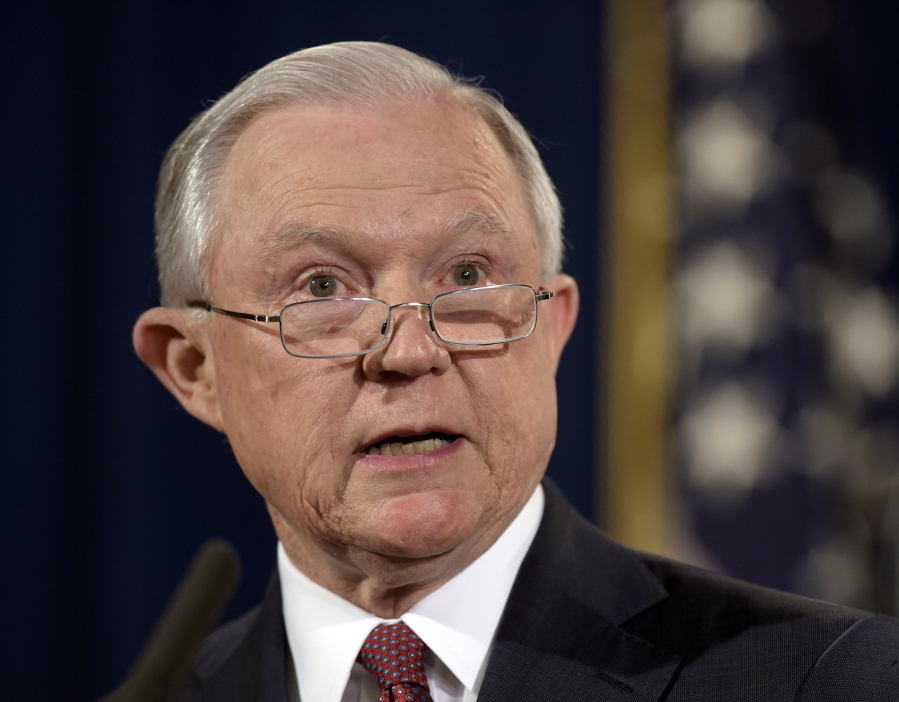 Attorney General Jeff Sessions speaks Sept. 5 at the Justice Department in Washington. Violent crime in America rose for the second straight year 2016, driven by a spike in killings in some major cities, but remained near historically low levels, according to FBI data released Monday.
