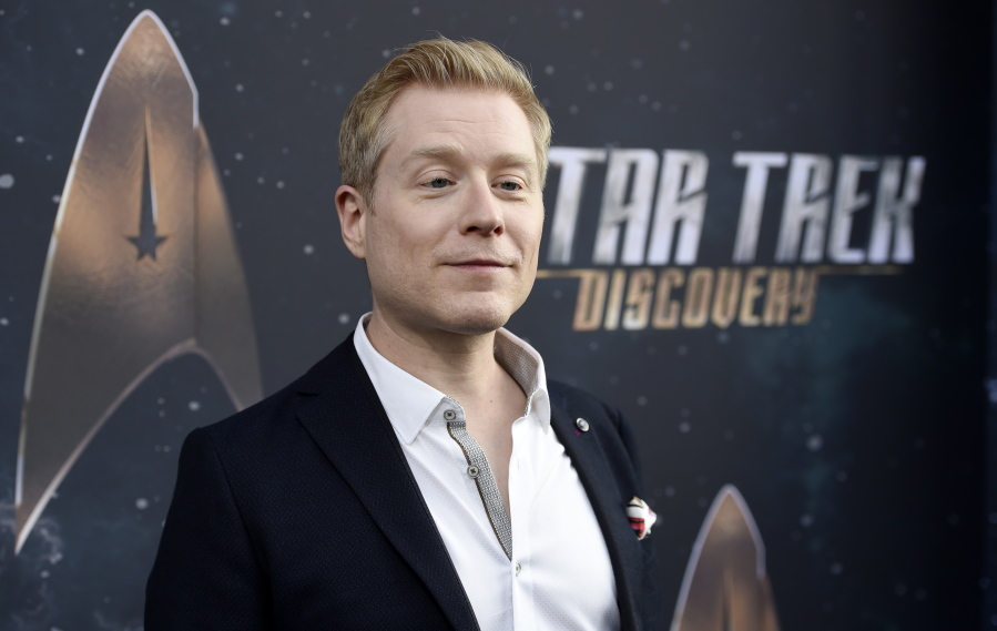FILE - In this Sept. 19, 2017 file photo, Anthony Rapp, cast member in “Star Trek: Discovery,” poses at the premiere of the new television series in Los Angeles.