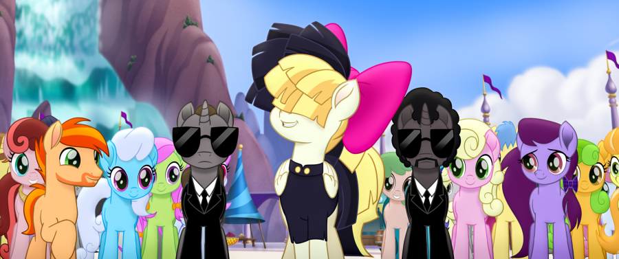 Songbird Serenade, center, voiced by Sia, appears in “My Little Pony: The Movie.” www.mylittlepony.movie