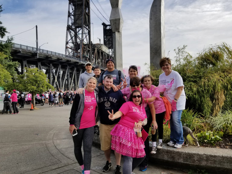 Provided by Adrienne San Nicolas Jesus San Nicolas, Jaden San Nicolas, Kin San Nicolas, Mika Carroll, Ronnie Gribble, Jennifer Brown, Alex Shephard, Toni Storm-Dickerson, Skyler Dickerson and Adrienne San Nicolas participate in the 2017 Portland Race for the Cure. “We attend because it is a great way to celebrate survivorship, and/or those we have lost, within in the company of the friends we made along the way,” Adrienne San Nicolas said.