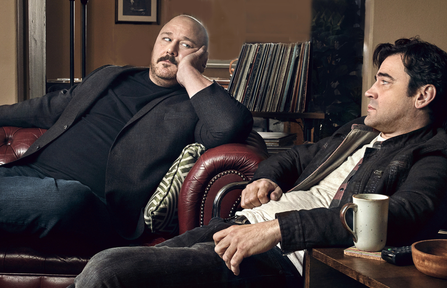 Comedian-actor Will Sasso, left, plays best friend and sober sponsor of Ron Livingston in AUDIENCE Network’s “Loudermilk,” which premieres on Oct. 17.