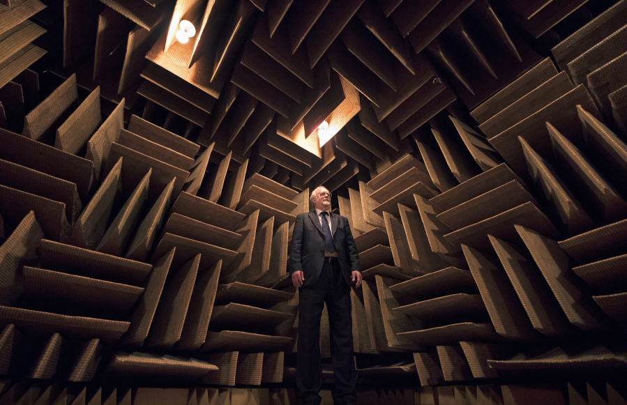 Steve Orfield, owner of Orfield Laboratories, is interested in how the anechoic chamber could help people with PTSD or autism.