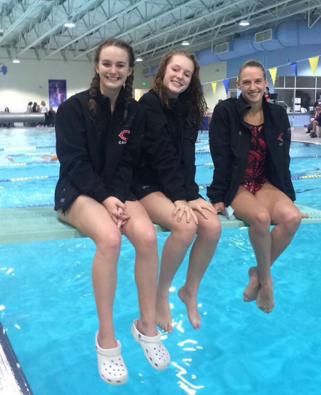 Camas High School divers Shea McGee, Lyn McGee and Jax Purwins (photo courtesy of Colleen Purwins)