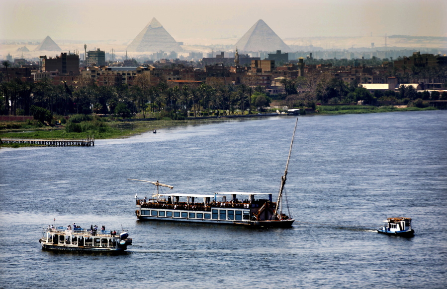 Holiday makers enjoy Nile cruises during Sham el-Nessim, or “smelling the breeze,” in Cairo, Egypt. The only reason Egypt has ever existed from ancient times until today is because of the Nile River, which provides a thin, fertile strip of green through the desert.