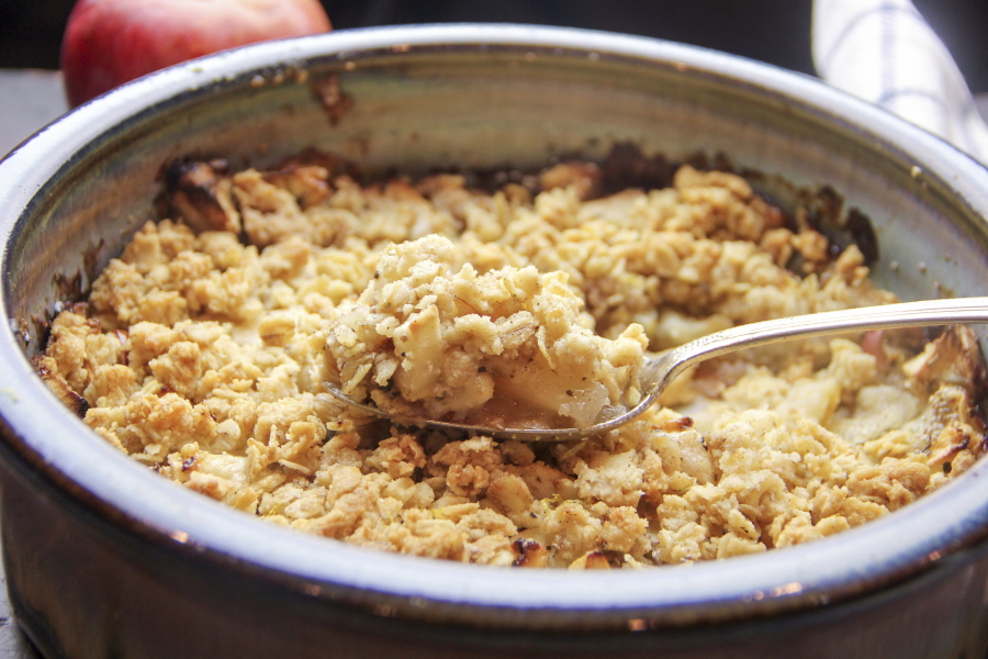 A fall apple crumble with rosemary and chia seeds in Bethesda, Md. This dish is from a recipe by Melissa d’Arabian.