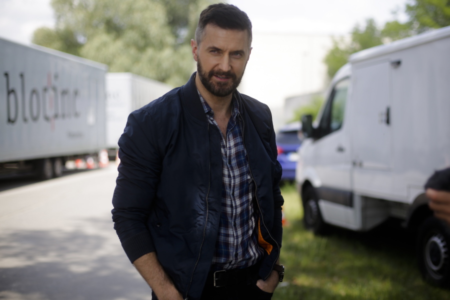 In this Wednesday, June 28, 2017 photo, actor Richard Armitage talks to the AP during an interview at the set for an episode of Epix’s “Berlin Station” TV series in Berlin.