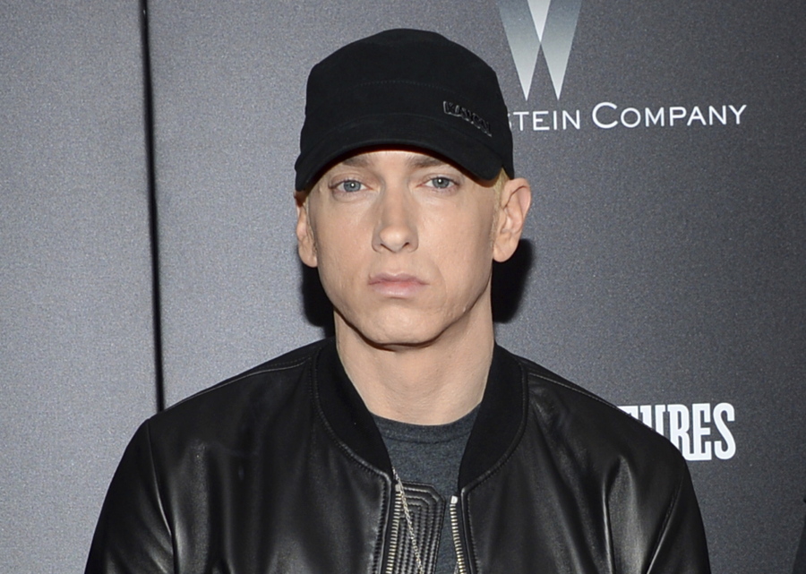 Eminem attends the premiere of “Southpaw” in New York in 2015. Eminem has released a verbal tirade on President Donald Trump in a video that aired as part of the BET Hip Hop Awards on Oct. 10.